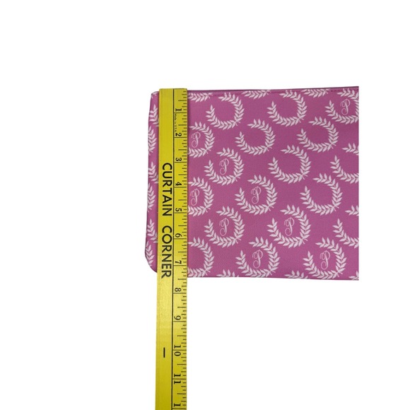 NWT VS Pink Cosmetic Pouch Bag Pink White Laurel Monogram Zipper Clutch - Picture 7 of 9